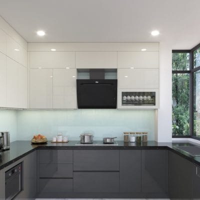 Tủ bếp nhôm chữ U – Tận dụng tối đa không gian bếp ALH06