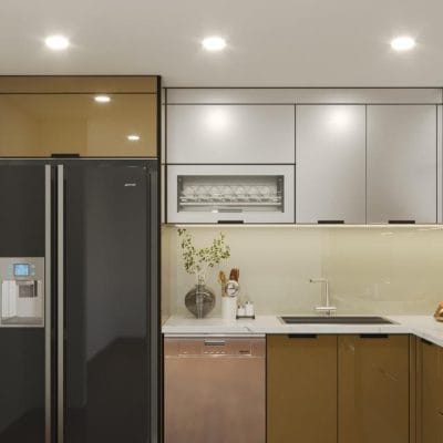 Tu bep nhom tam canh kinh cuong luc ALH07 1 Nội thất nhôm Aluhome chuyên tủ bếp, tủ quần áo, vách ngăn CNC. Thiết kế đẹp, chống ẩm mốc, lắp ráp nhanh, bền bỉ, không cong vênh, không mối mọt.