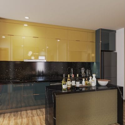 tu bep nhom tam canh kinh cuong luc ALH08 2 Nội thất nhôm Aluhome chuyên tủ bếp, tủ quần áo, vách ngăn CNC. Thiết kế đẹp, chống ẩm mốc, lắp ráp nhanh, bền bỉ, không cong vênh, không mối mọt.