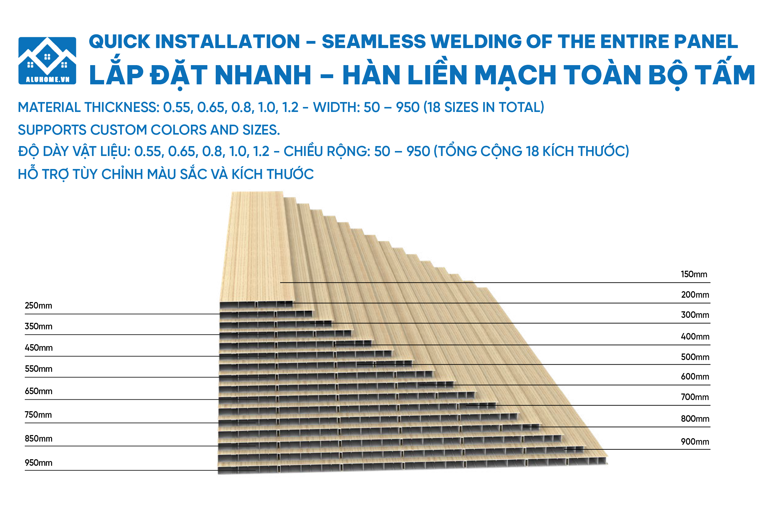 03 Nội thất nhôm Aluhome chuyên tủ bếp, tủ quần áo, vách ngăn CNC. Thiết kế đẹp, chống ẩm mốc, lắp ráp nhanh, bền bỉ, không cong vênh, không mối mọt.